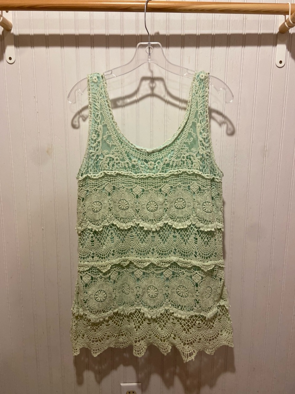 Dressbarn Crochet Lace Seagreen Tank Top